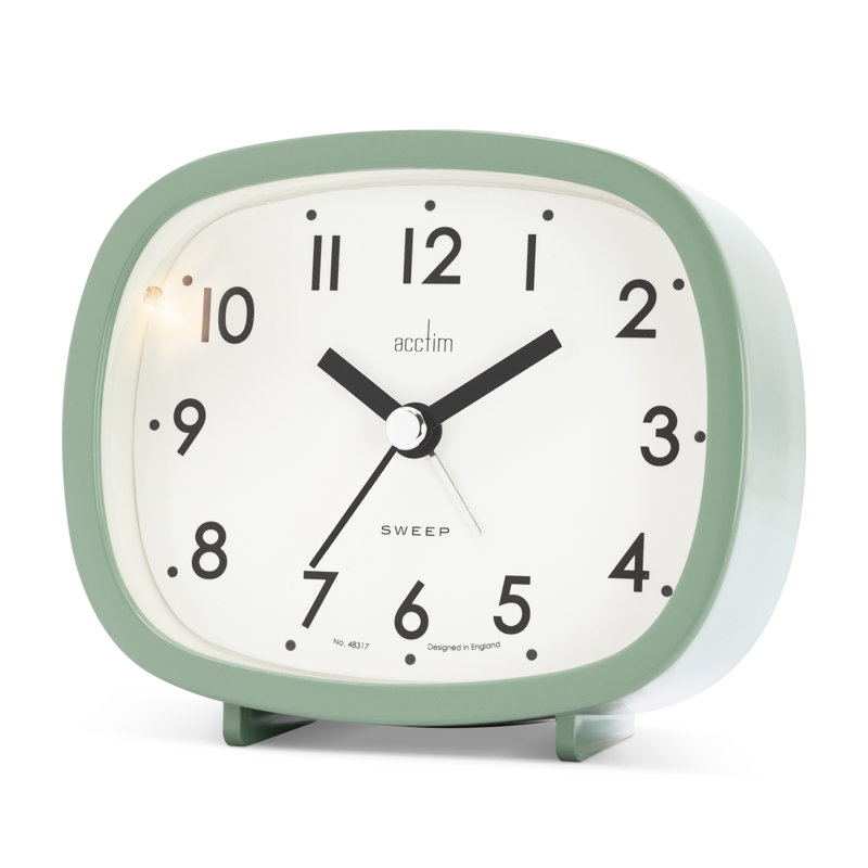 Acctim Hilda Analogue Alarm Clock Non Ticking Sweep Crescendo Alarm Backlight Contemporary, Green