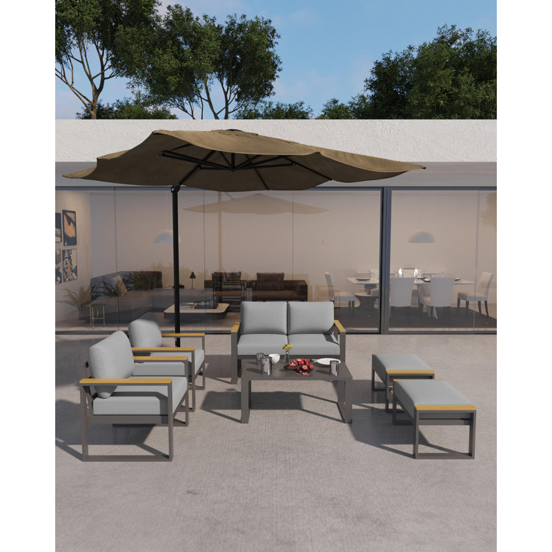 Ensemble moderne de causeuse et de table basse en aluminium pour fauteuil de conversation AllWeather, 2