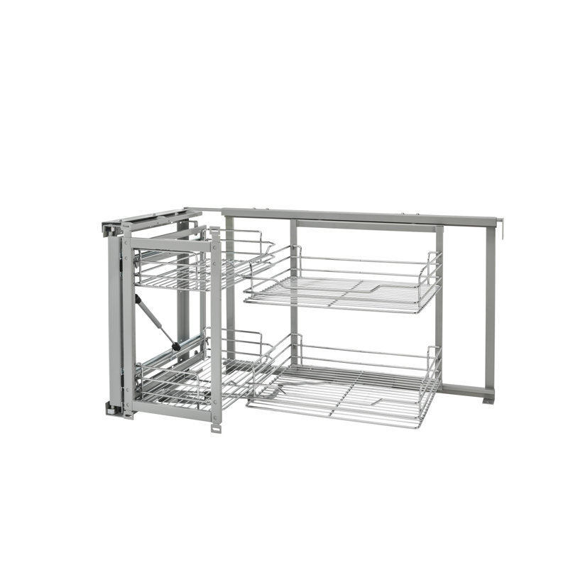 Chrome Blind Corner Organizer with Sliding Hardware