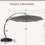 Parasol de patio en porte-à-faux 11 pi Curvy avec base, parasol d'extérieur à rotation à 360 °, parasol suspendu robuste pour la cour, la piscine, le jardin