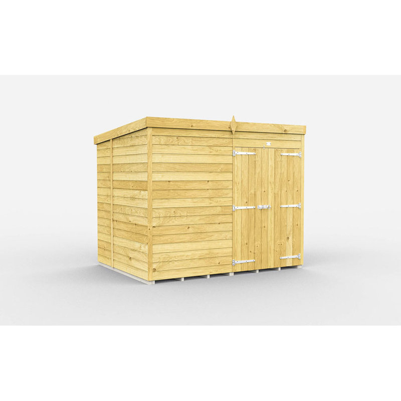 8ft x 7ft Pent Shed - Double Door without Windows