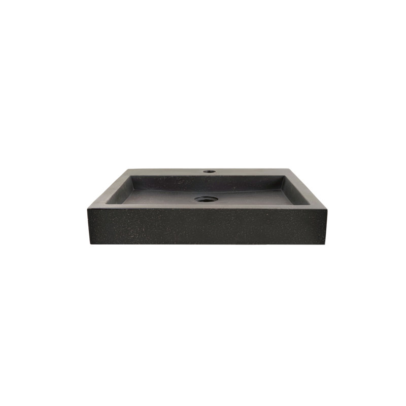 Barclay Ewan 17.875'' Concrete Rectangular Bathroom Sink, Terrazzo Black