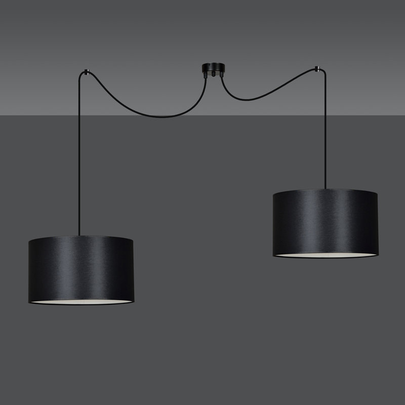 Pascua 2 - Light Black Drum Pendant, Black