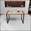 Table de bureau moderne en bois aggloméré minimaliste moderne avec pieds en métal noir, table de salle à manger et de bureau polyvalente de petite taille