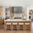 39" LED Dimmable Kitchen Pendant Lights Linear Chandelier, Wood Dining Room Chandelier