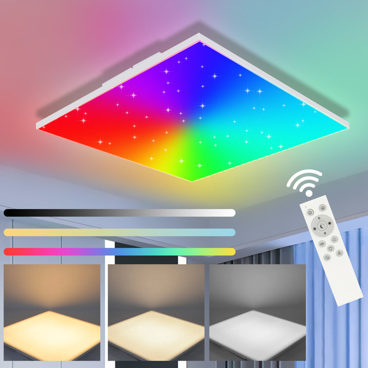 Farbwechsel Arnoult RGB Dimmbar LED-Deckenleuchte 1-flammig 30 Metro cm und Lane Weiß