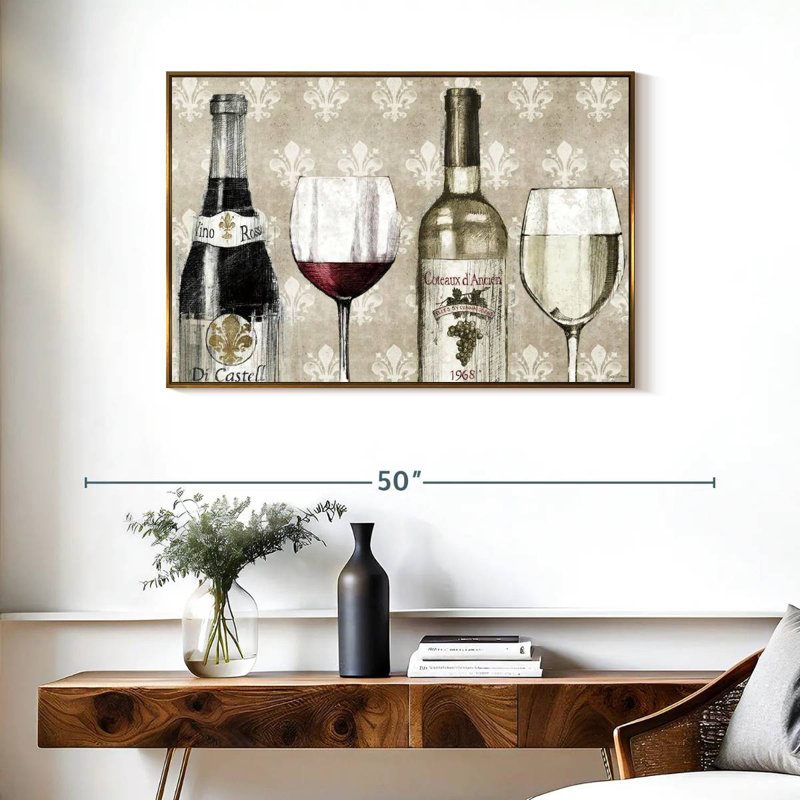 Crayon à vin III, Cadre flottant doré, 37 po x 25 po