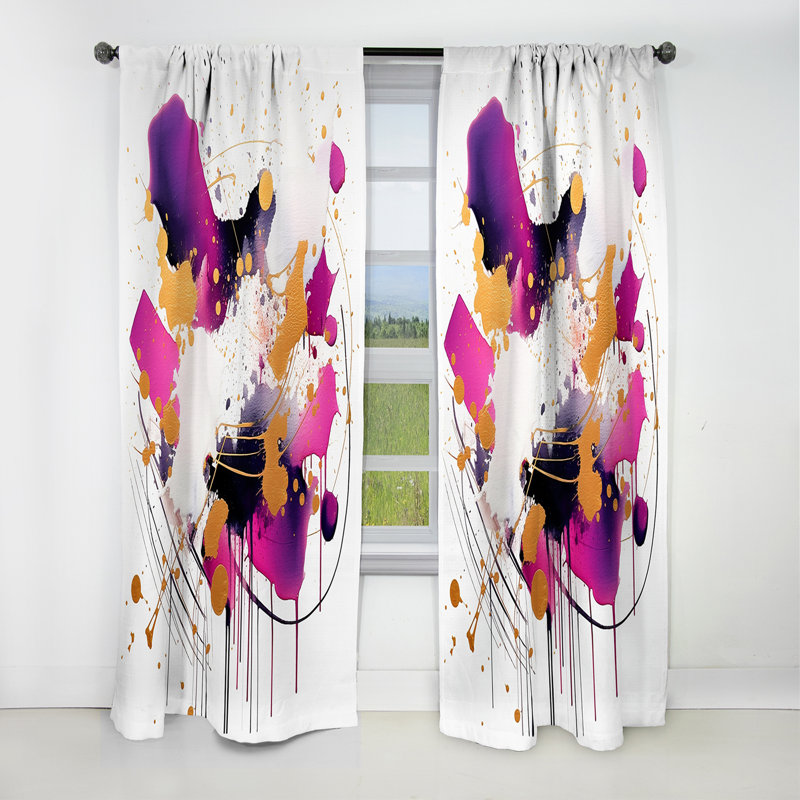 Purple Gold Whispered Abstractions I - Abstract Curtain - Blackout Curtain - 1 Panels, 52" W x 84" L