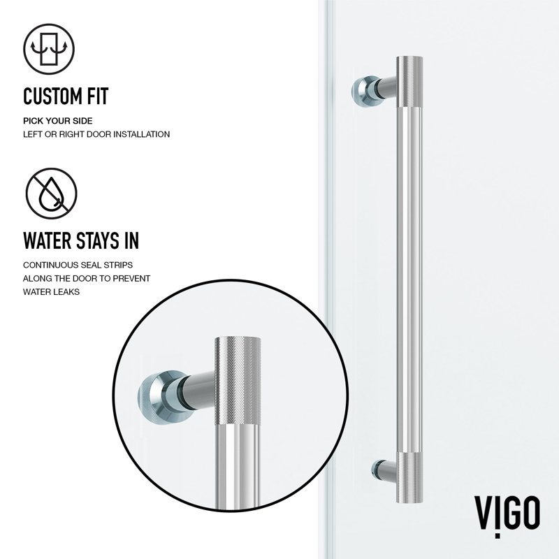 Hamilton 56-60" W x 68" H Sliding Frameless Tub Door with 3/8" Clear Glass, Chrome