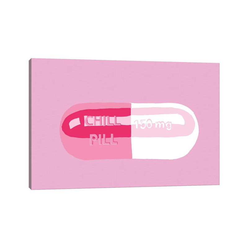 Chill Pill Pink - Wrapped Canvas Print, 20.32 cm H x 30.48 cm W