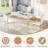 Modern 70" Marble Dining Table Set, Elegant White Faux Marble Top And Stainless Steel Legs, High-Back Petal Design Pu Leather Chairs-187730765-187730762