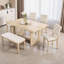 Ensemble de salle à manger Taverno 6 pièces en chêne clair, table de 145 cm avec piètement en U + banc + 4 chaises beiges, 6 places, capacité de charge de 150 kg