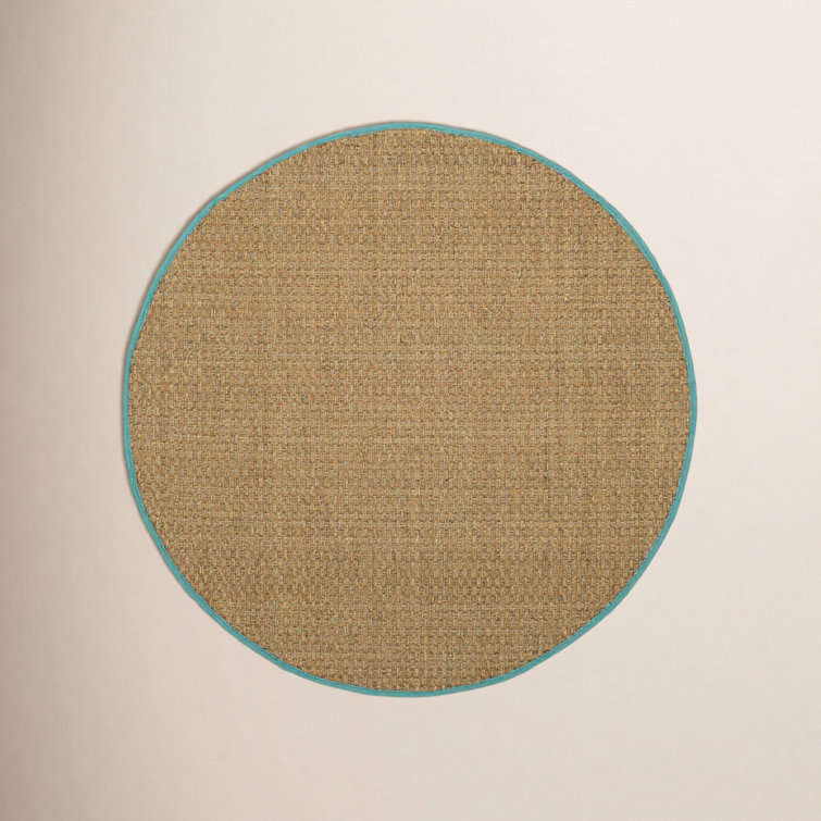 Auckland Bamboo Slat/Seagrass Natural/Teal Area Rug