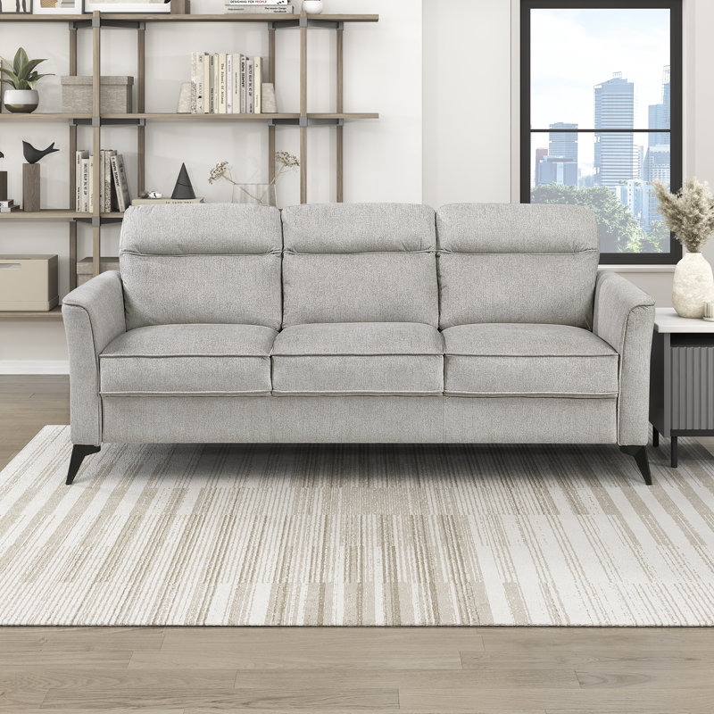 Olegas 79" Modern & Contemporary Textured Microfiber Sofa with Sleek Black Metal Legs, Durable Plywood Frame Construction