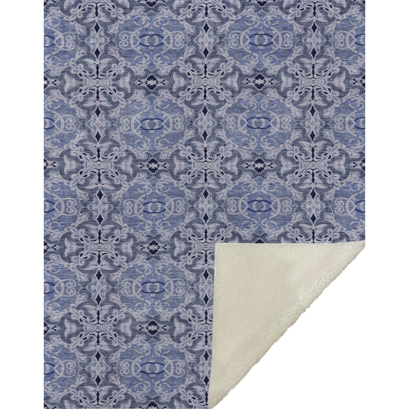 Jeté en médaillon Addison Sherpa ASB783, Bleu