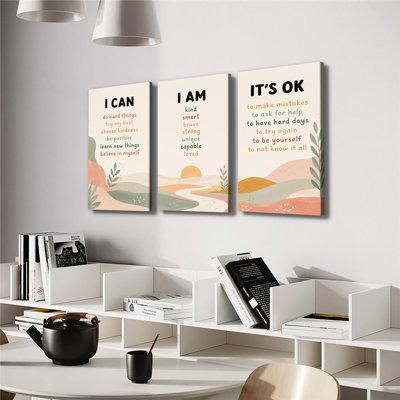 Ensemble de 3 impressions sur toile neutres, citation inspirante boho