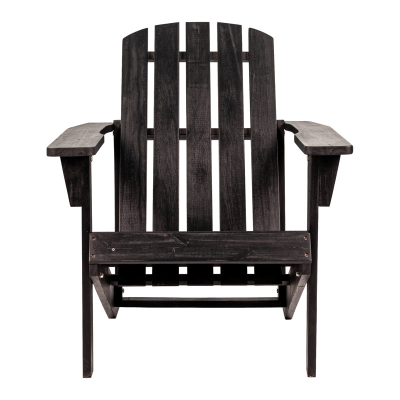Westport Classic Solid Acacia Wood Outdoor Adirondack Chair, Black Weather-Resistant Patio Lounge Chair for Deck, Garden, and Fire Pit
