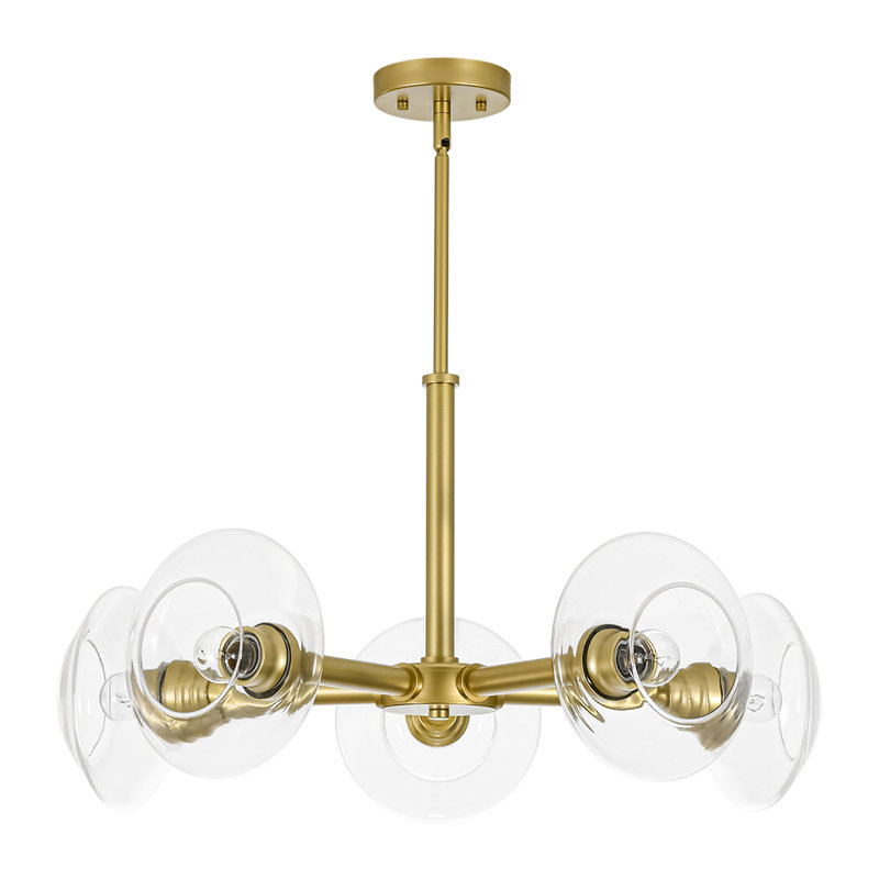 Lustre spoutnik 5 lumières Mid-Century en verre