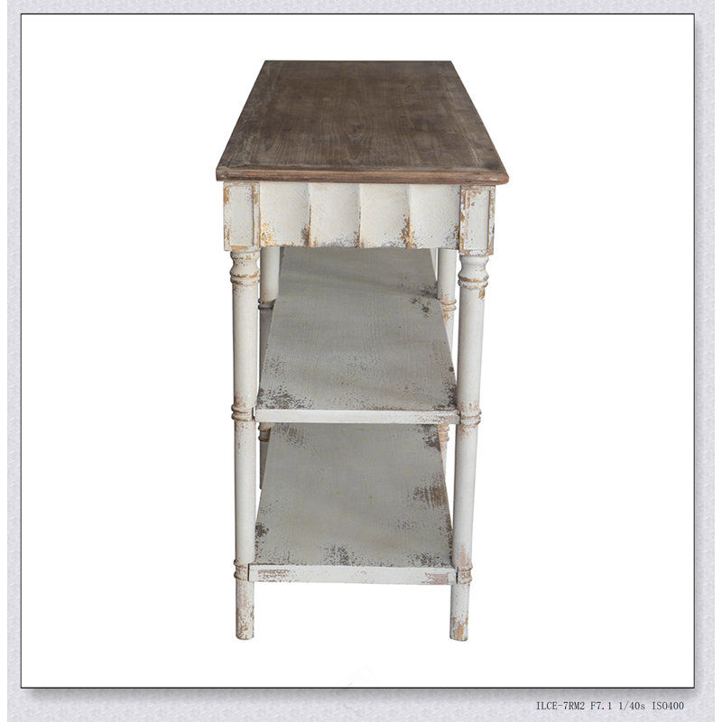 Console 63 x 19,5 x 35,5 po à trois niveaux en bois