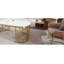 Table, table basse ovale moderne avec cadre en acier inoxydable