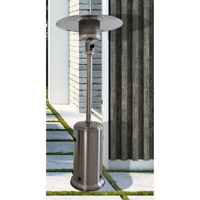 Chaufferette sur pied 46000 - fournit une chaleur constante, fabrication en aluminium, hauteur de 83,5 po, compatible avec les réservoirs de propane de 20 lb, chaleur de patio silencieuse et chauffante, corps, profondeur de 18 paquets, production de 200 pieds carrés