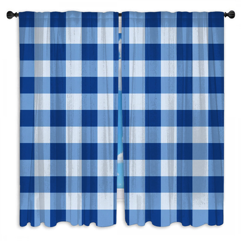 Rideaux obscurcissant bleu et blanc Gingham, 40in x 61in - 2 panels, Room Darkening