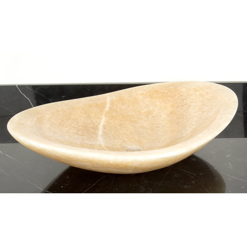 D'Vontz 15.25'' Stone Oval Bathroom Sink, White Marble