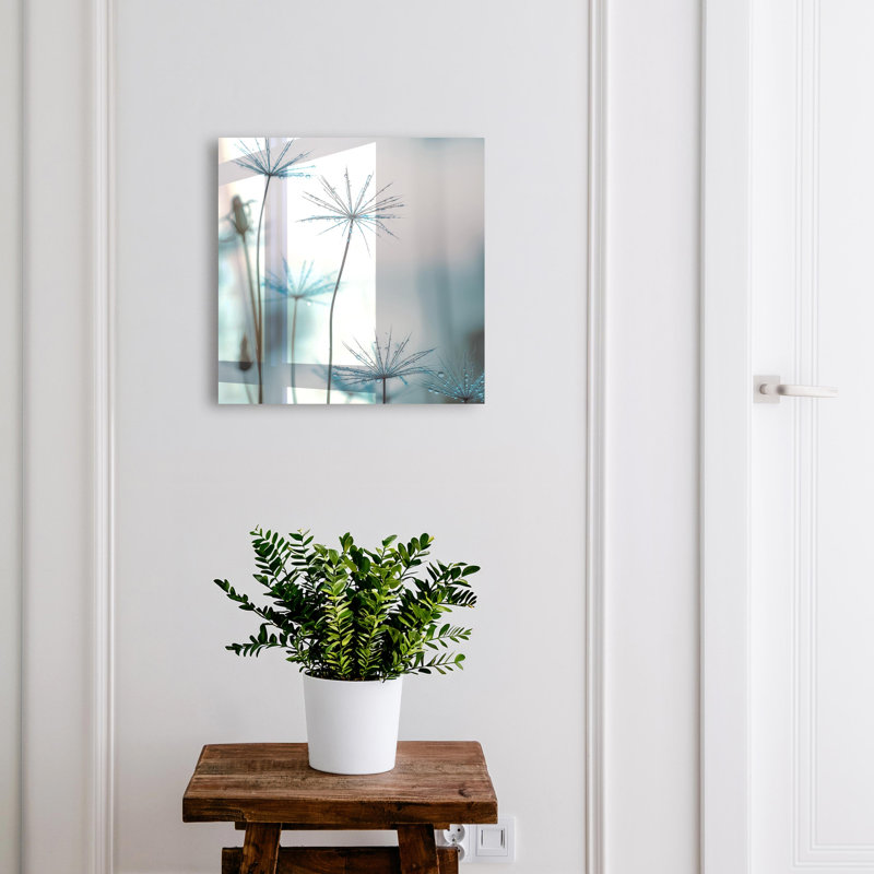 Key cabinet for wall, Opens to the right, 30x30x5, White, Dandelions fog water drops details nature, 