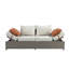 All-Weather Wicker Patio Sofa & Ottoman With 2 Toss Pillows