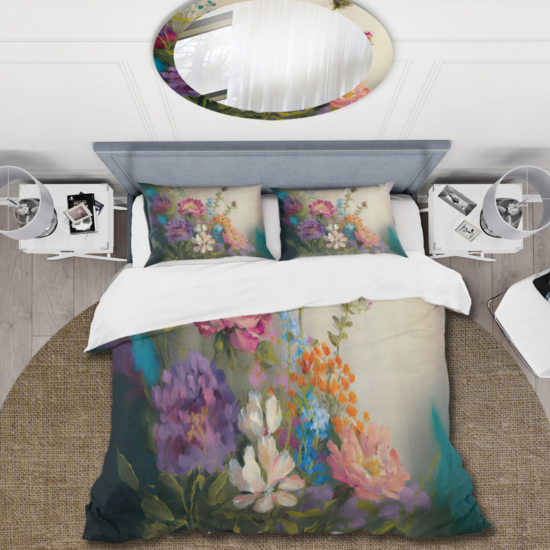 Ensemble de housse de couette Painted Blossoming Wildflowers III Bed, Housse de couette pour très grand lit et 2 très