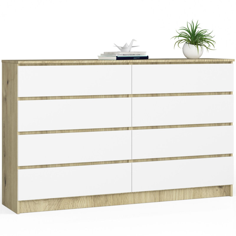 Helbon 8 - Drawer Chest of Drawers, Artisan oak/White