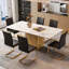 Chaises de salle à manger cantilever modernes Amari en similicuir avec piètement chromé-1469184118-1469184117