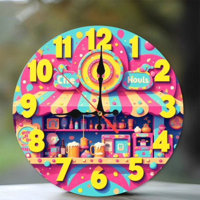 colorful clock kiosk design illustration
