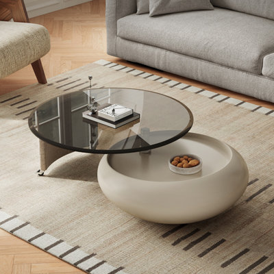 French-style rotating glass coffee table