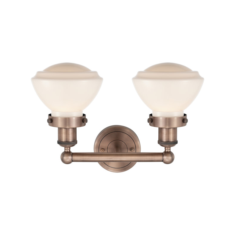 Éclairage pour meuble-lavabo à 2 lumières à intensité variable Almarosa, Blanc mat, Cuivre antique