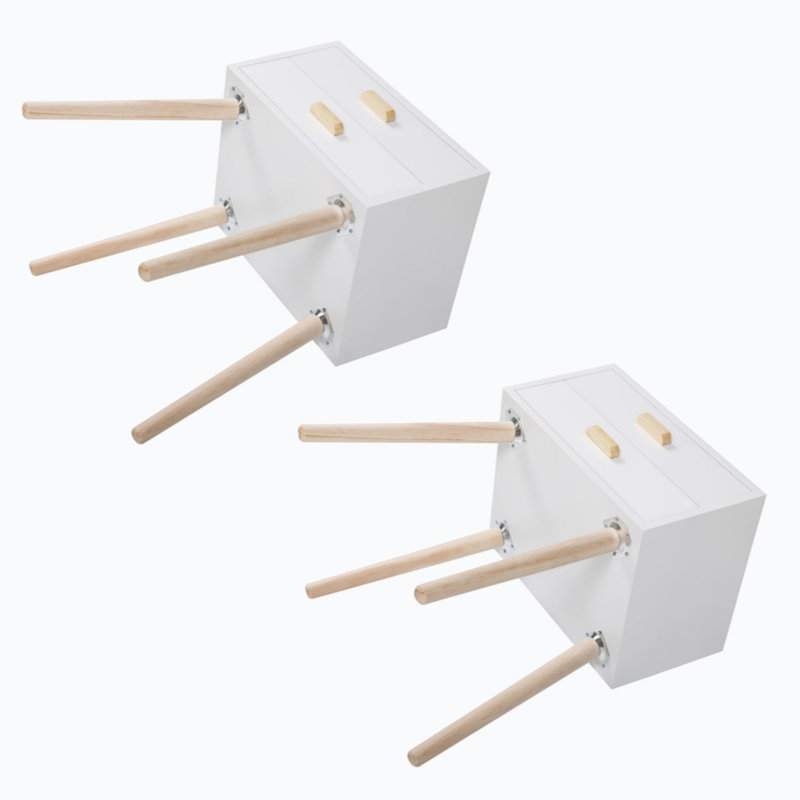 Ensemble de 2 tables de chevet à poignées doubles en bois - Blanc H 24,2 po x l 17,7 po x P 13,8 po