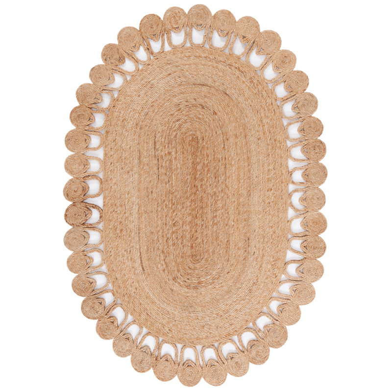 Salacia Natural Fiber Hand Woven Jute Solid Color Rug, Oval 4' x 6'