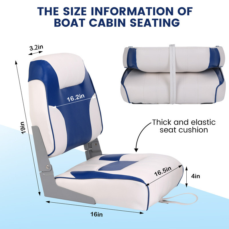 Folding Beach Chair, White/Blue