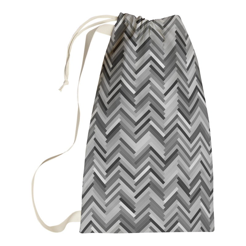 Sac à linge chevrons Mcguigan, Petit (H 29 po x l 18 po x P 1,5 po), Noir / blanc