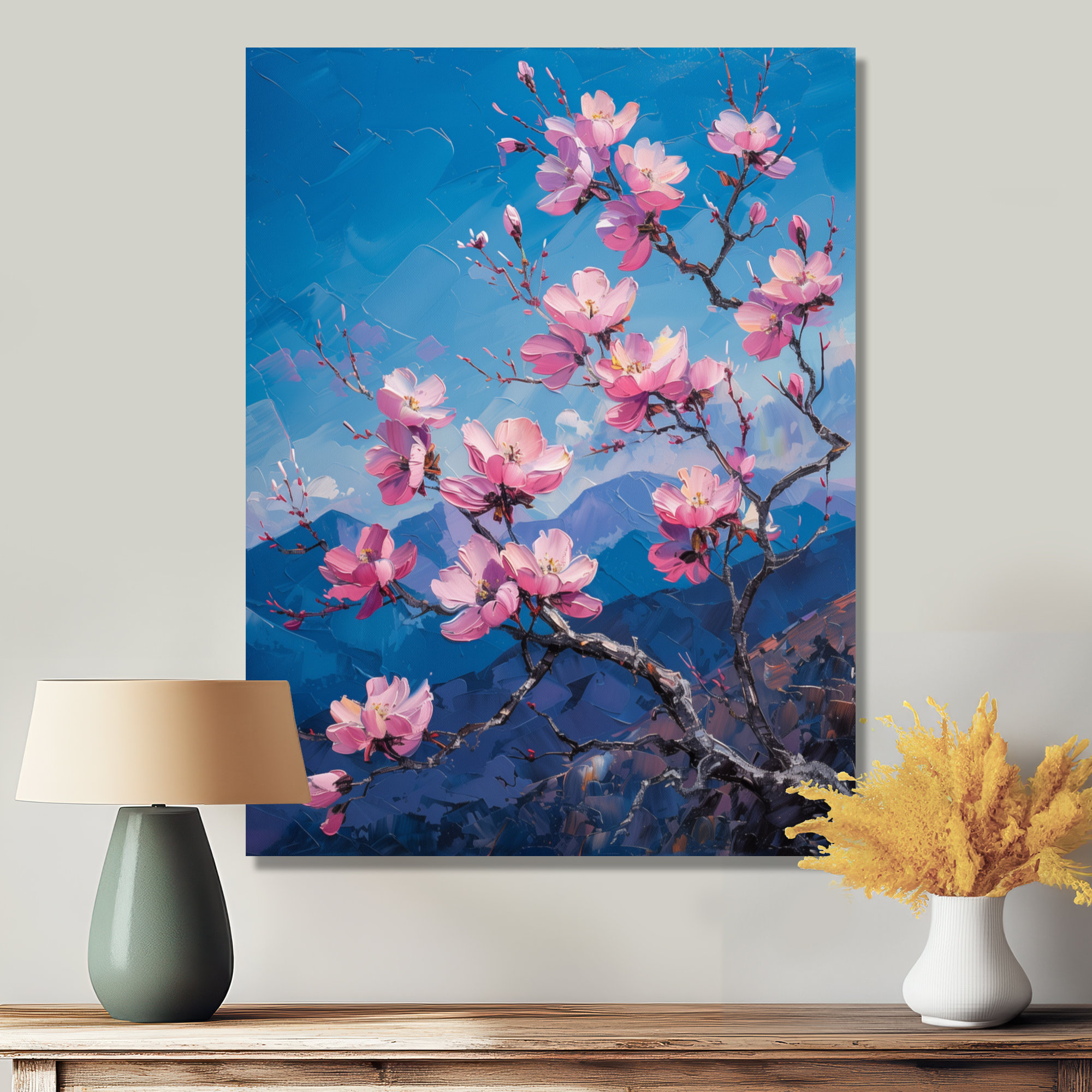 Winston Porter 'Pink Blue Cherry Blossom Tree Beauty II - Cherry ...