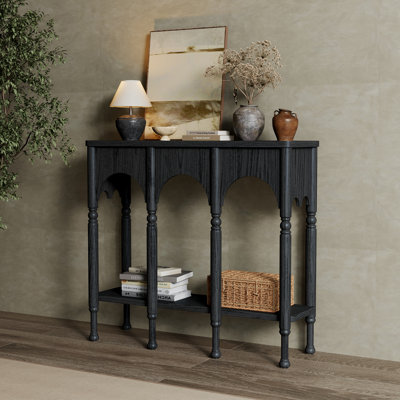 Console noire en bois massif pré-assemblée