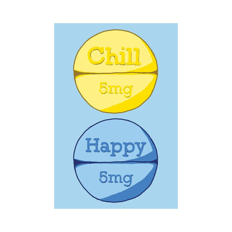 Chill Happy Pill by Jaymie Metz - Wrapped Canvas Print, 20.32 cm H x 30.48 cm W