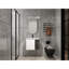 Meuble-lavabo mural compact avec lavabo en céramique, blanc brillant et verre gris