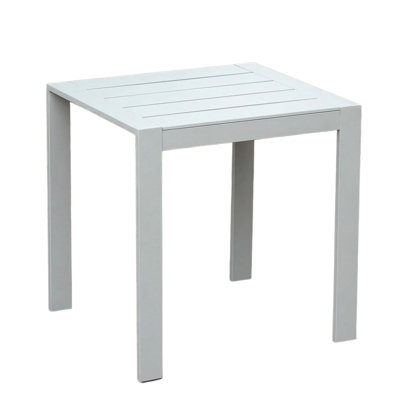 Azura 19.63 In. Gray Rectangular Outdoor Aluminum End Table With Plank Style Top