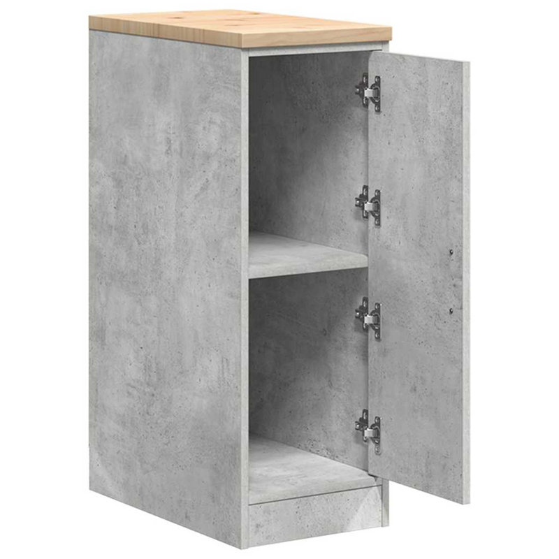 Solid Wood Single Storage Cabinet ( 85cm H x 30cm W x 51cm D), Concrete Grey