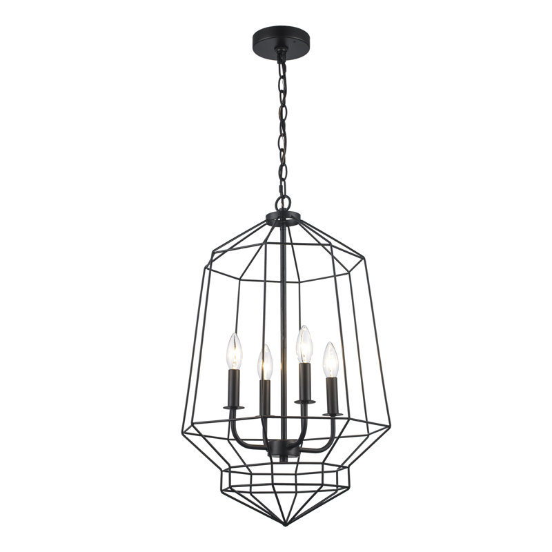 Guillaine 4 - Light Dimmable Geometric Chandelier, Black