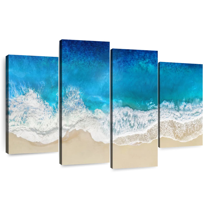 Gillard, vagues de l'océan turquoise d'en haut, H 22 po x l 36 po