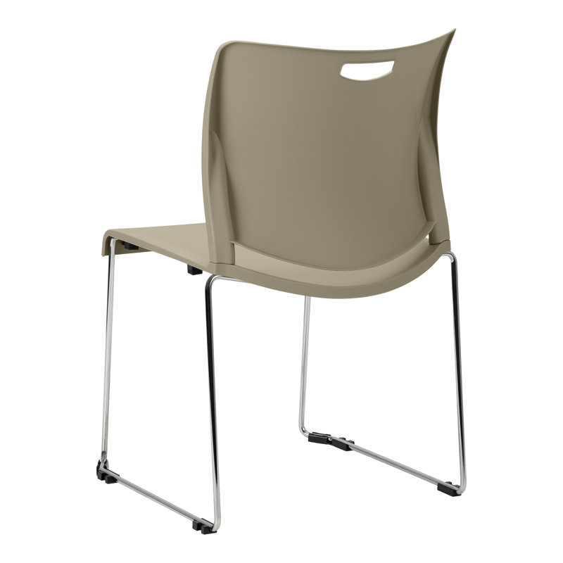 Chaises d'invités empilables luge - paquet de 4 | Siège ergonomique en polypropylène, structure en métal chromé, capacité de 275 lb | Chaises empilables pour salle d'attente, salle de classe, bureau et vestibule