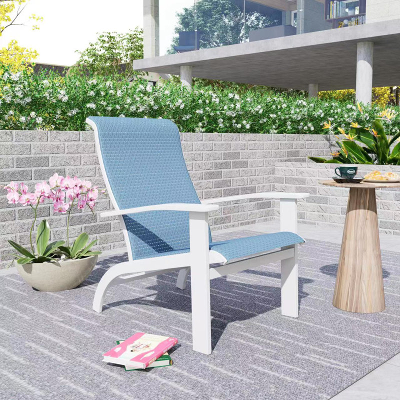 Lantha Patio Lounge Chair,  White, Blue