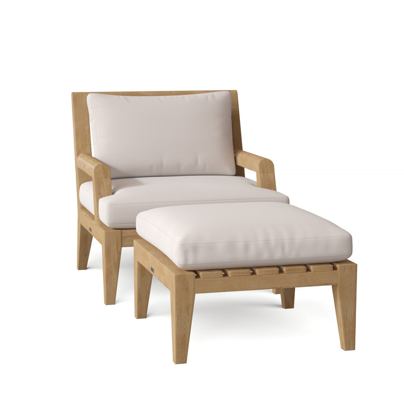 Mendocino Outdoor Teak Lounge Chair, Canvas Canvas Sunbrella® Canvas